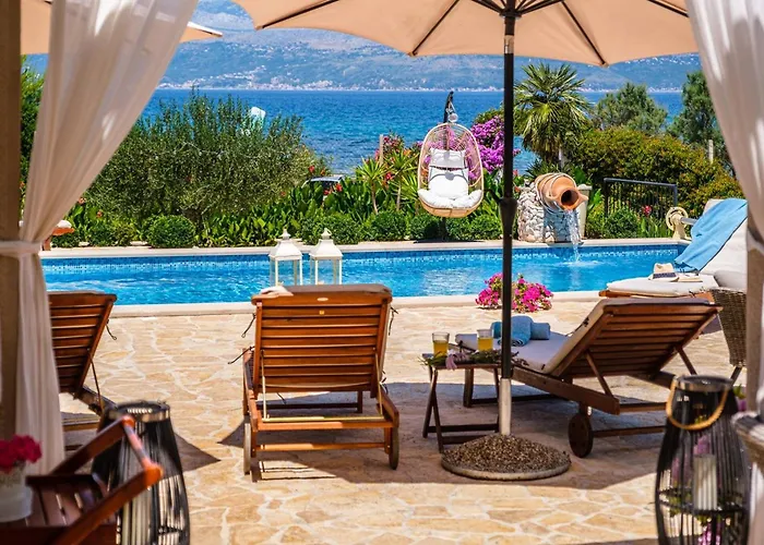 Beachfront House Mir With Private Pool And Jacuzzi Right At The In Beautiful Bay In Mirca - Brac
