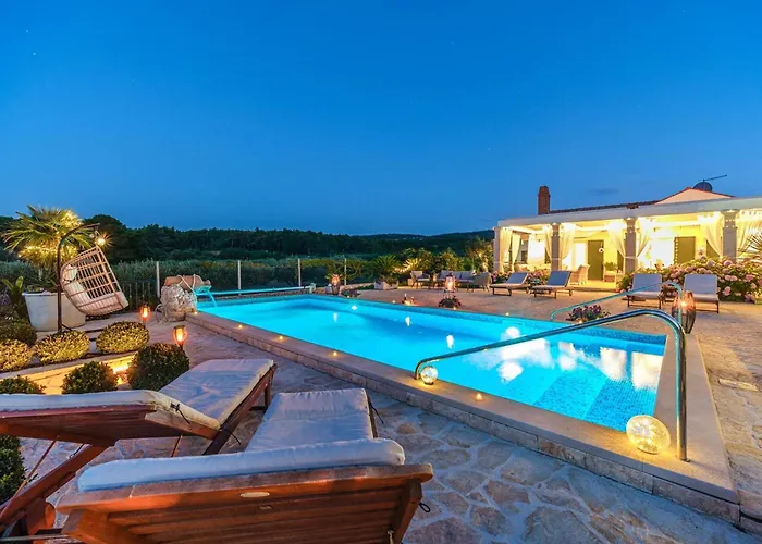 Beachfront House Mir With Private Pool And Jacuzzi Right At The In Beautiful Bay In Mirca - Brac *
